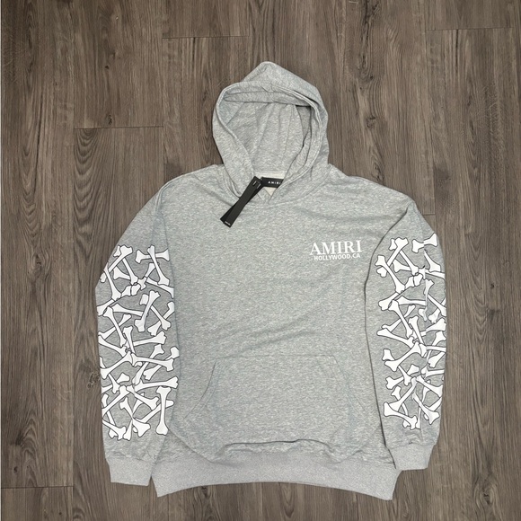 AMIRI | Jackets & Coats | Amiri Light Gray Hoodie With Bone Sleeve ...